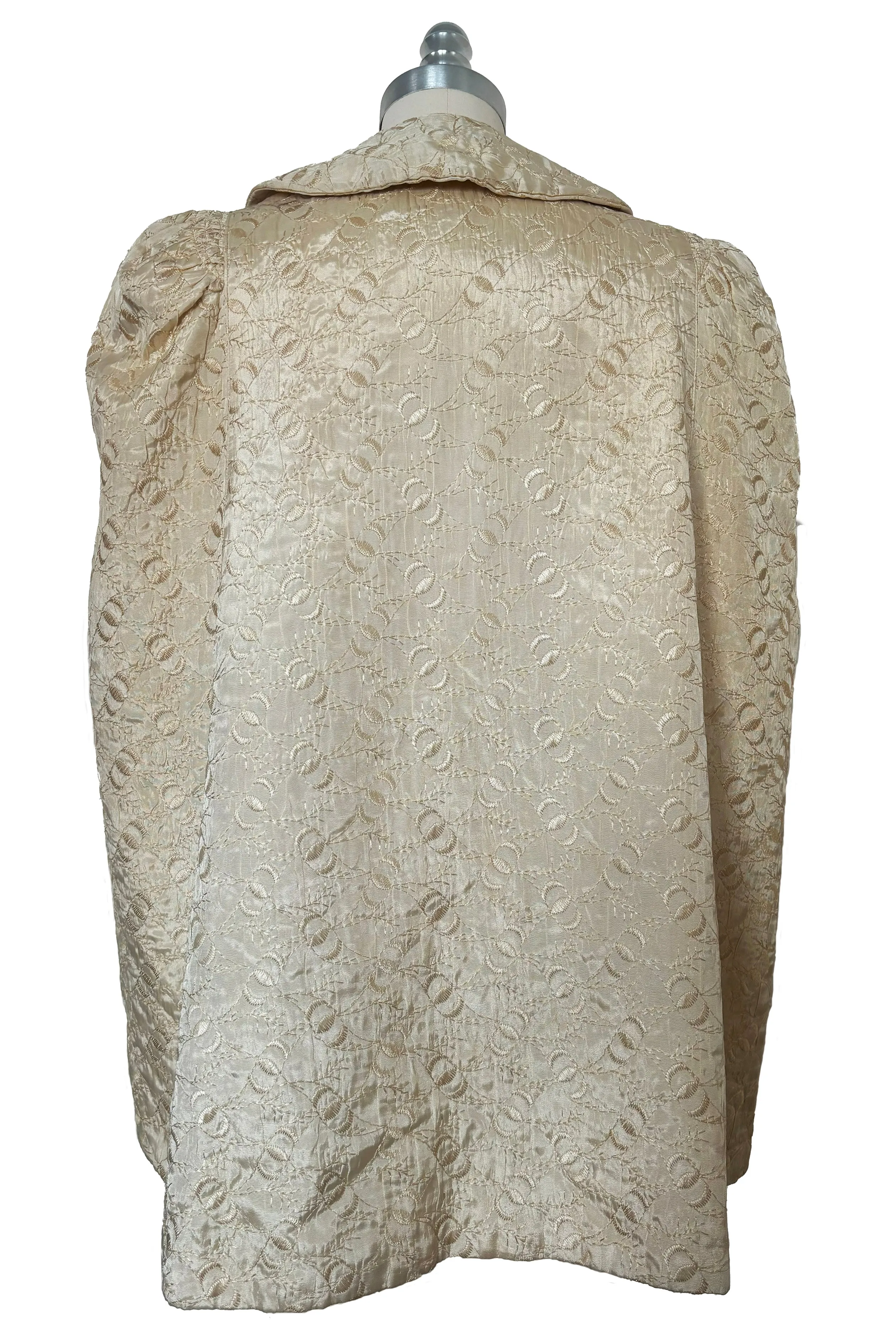 1940s Vintage Cream Embroidered Cape, Extra Small to Medium