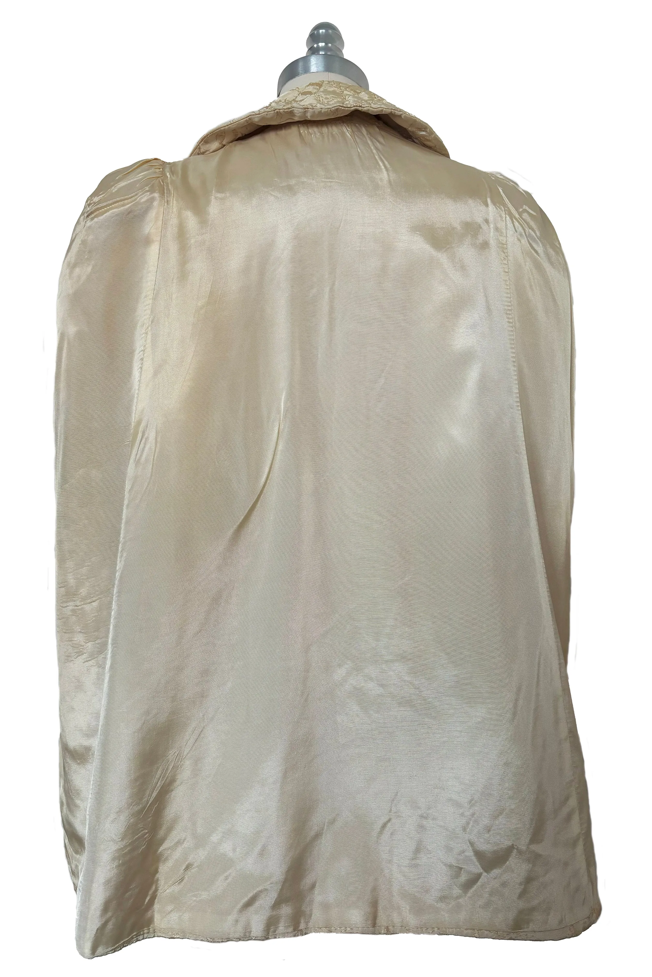 1940s Vintage Cream Embroidered Cape, Extra Small to Medium