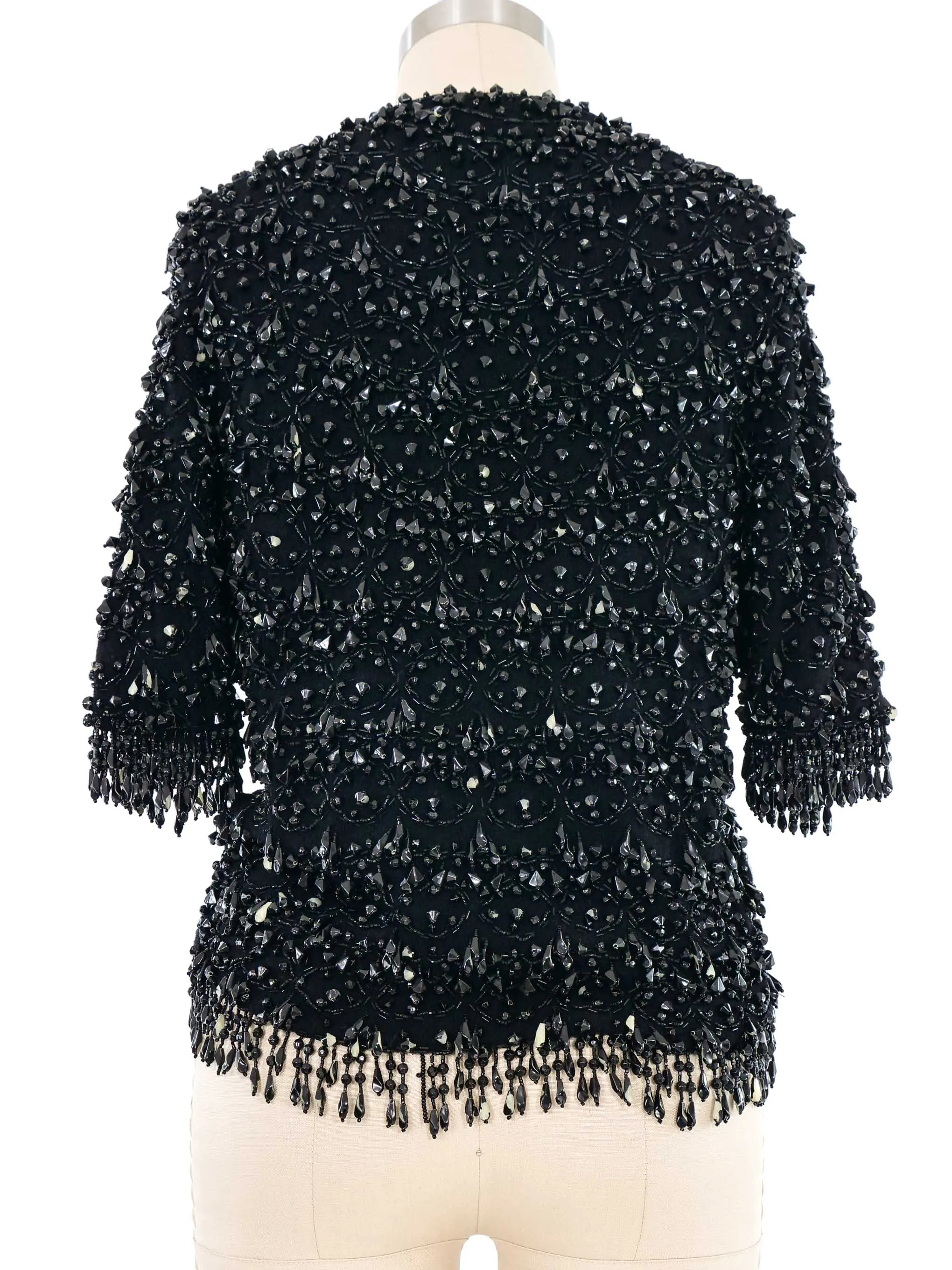 1960s Beaded Fringed Knit Top
