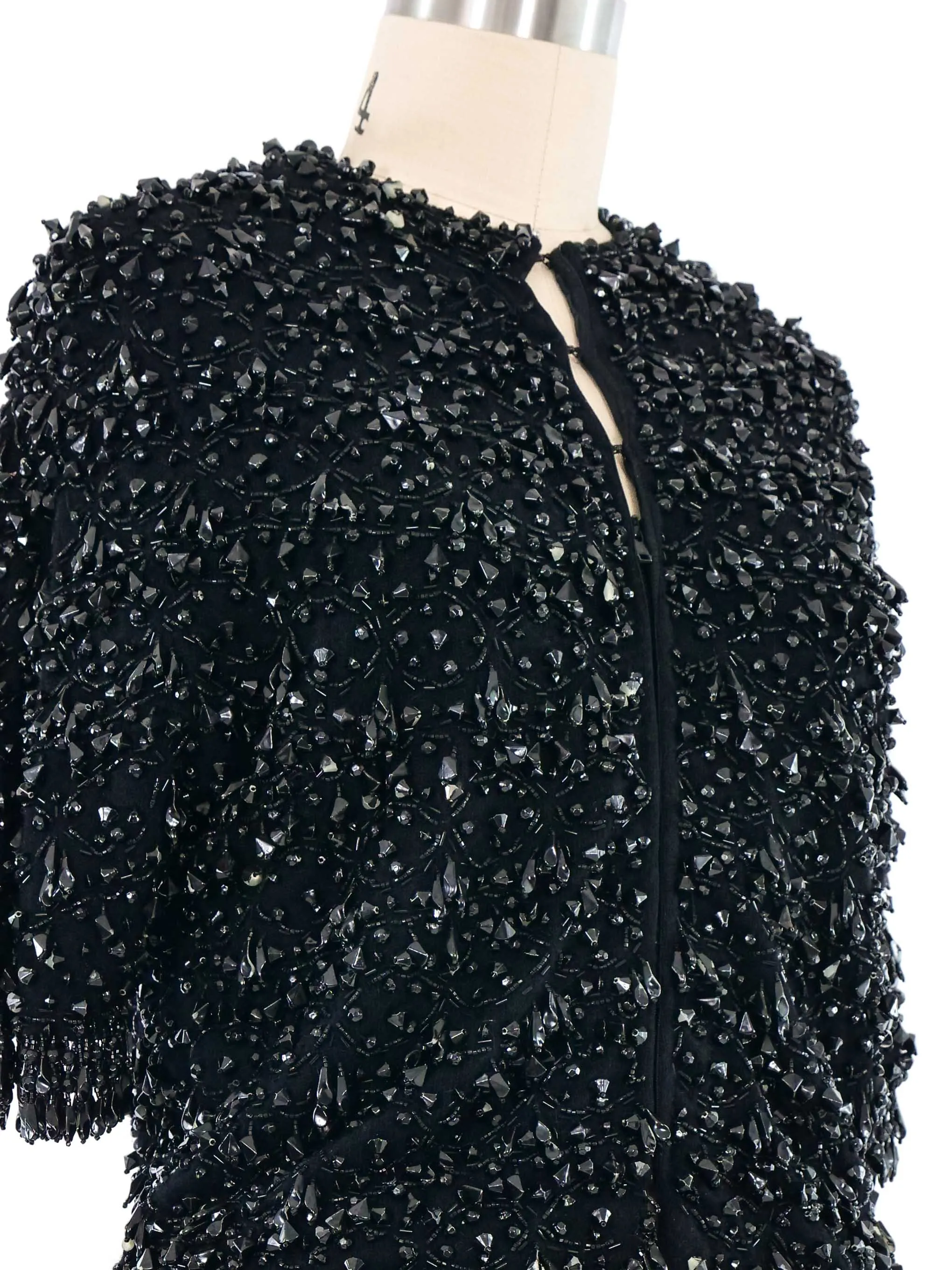 1960s Beaded Fringed Knit Top