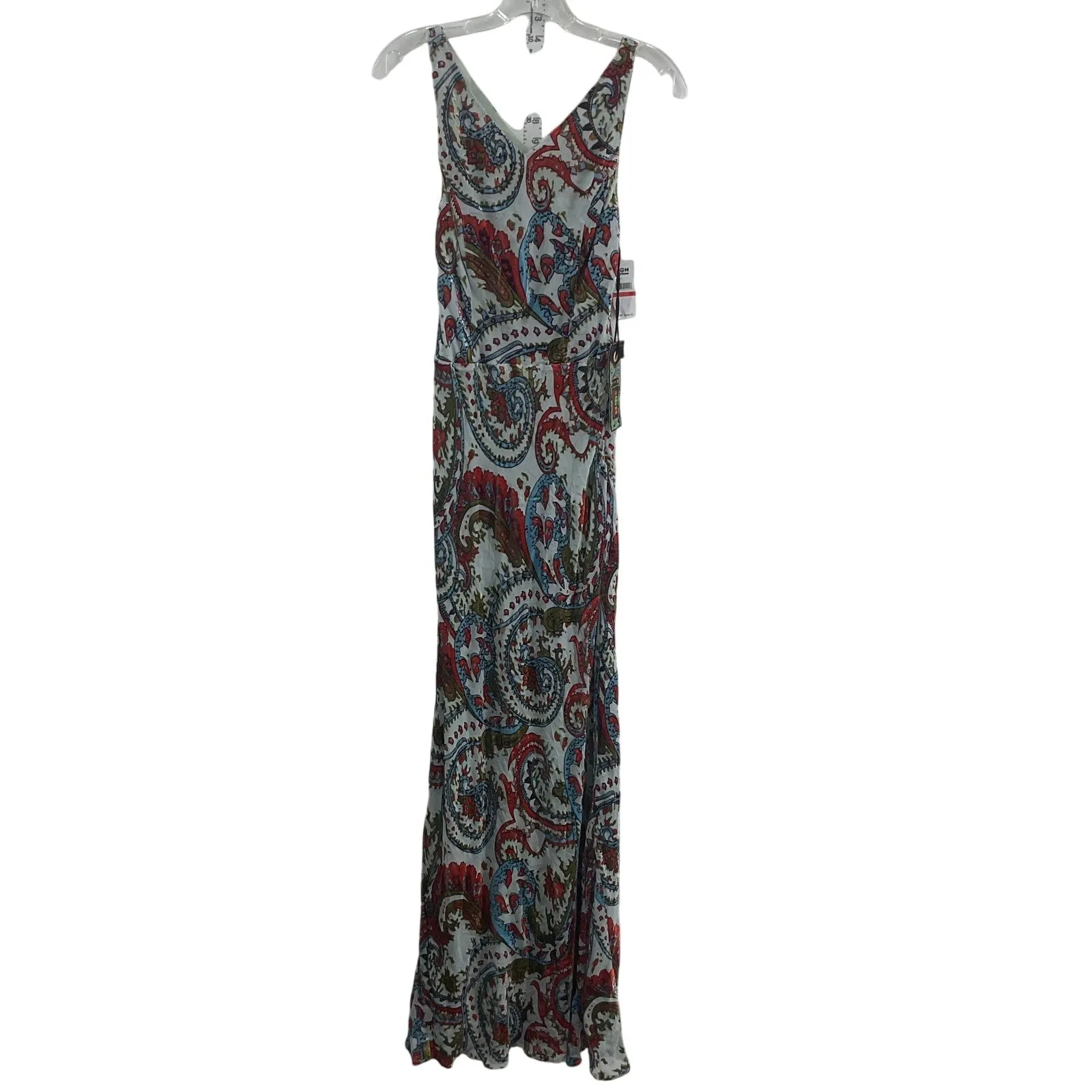 2Oh Threads New Women's Paisley Print Silk A-Line Slip Dress, Gray/Red, XS