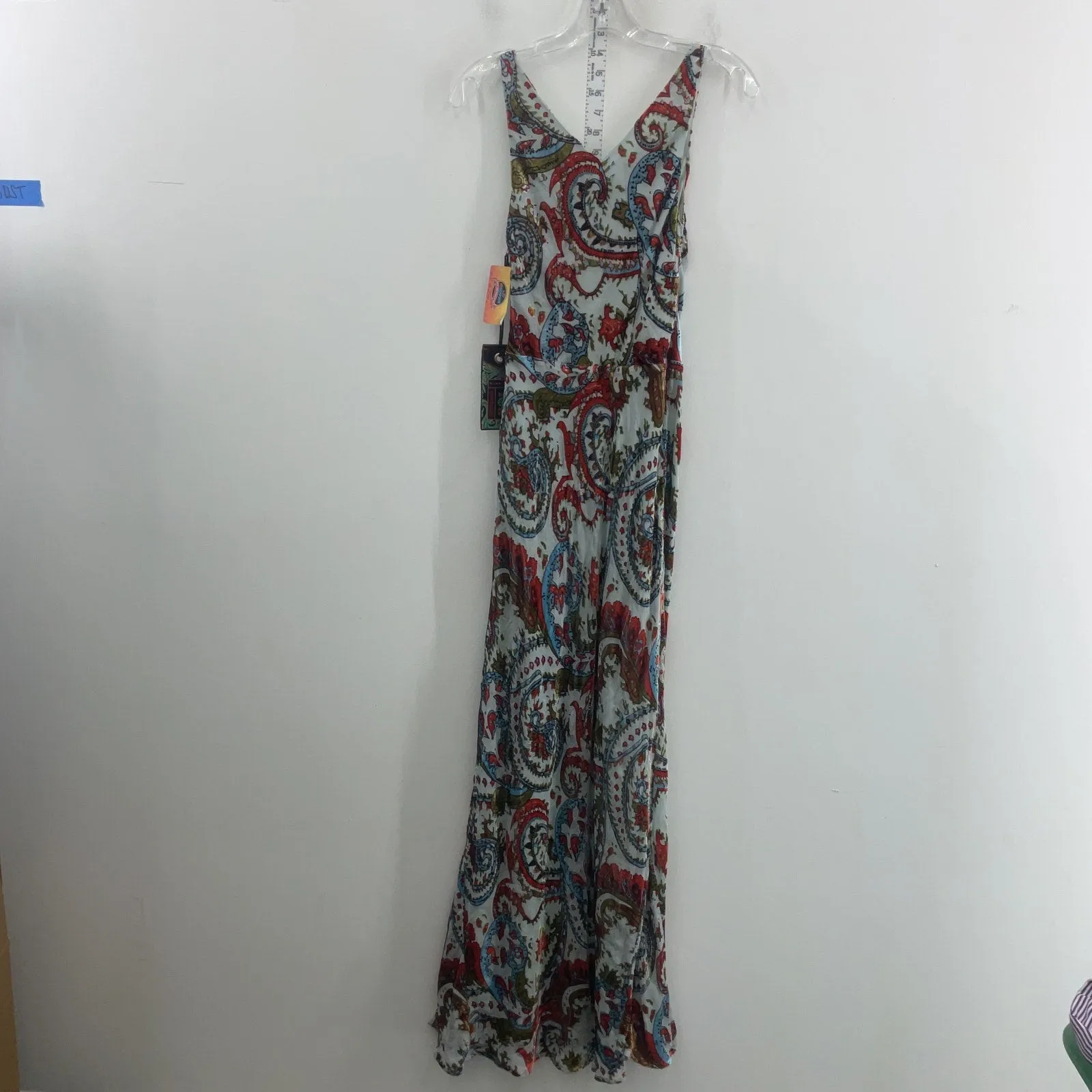 2Oh Threads New Women's Paisley Print Silk A-Line Slip Dress, Gray/Red, XS