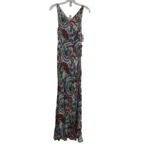 2Oh Threads New Women's Paisley Print Silk A-Line Slip Dress, Gray/Red, XS