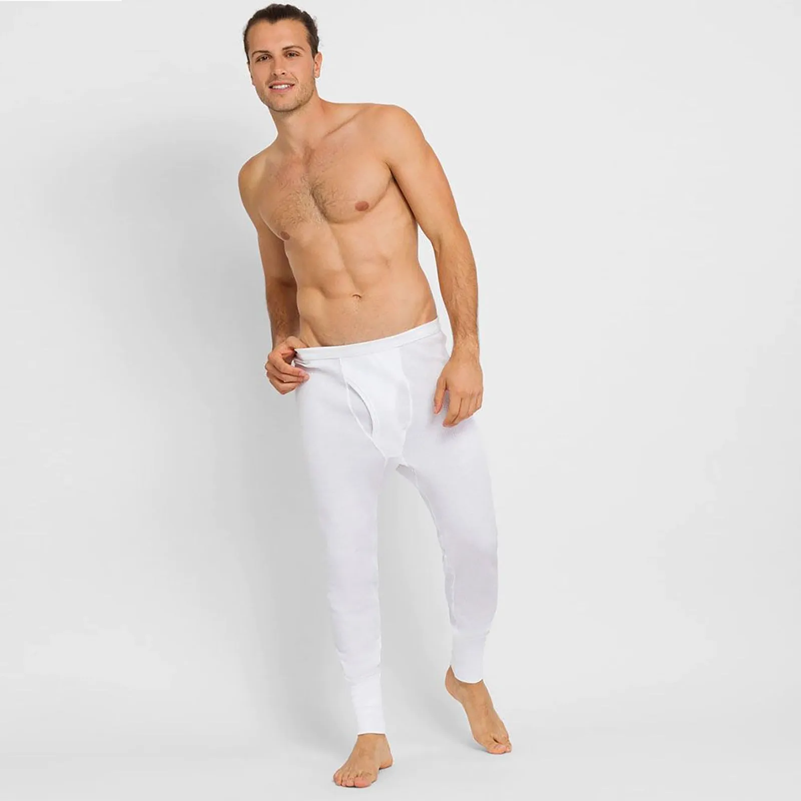 2x Holeproof Aircel Thermal Mens White Long Johns Sleep Pants Underwear MYPY1A Bulk Base Layer