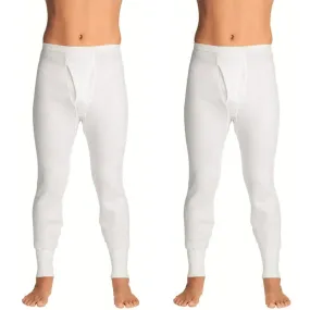 2x Holeproof Aircel Thermal Mens White Long Johns Sleep Pants Underwear MYPY1A Bulk Base Layer