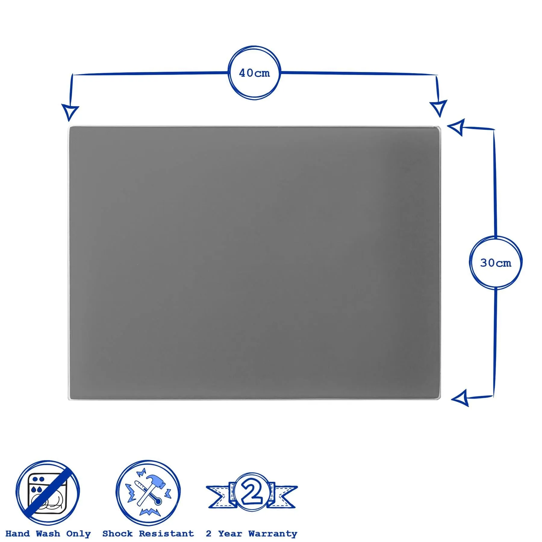 40cm x 30cm Glass Chopping Board - By Harbour Housewares