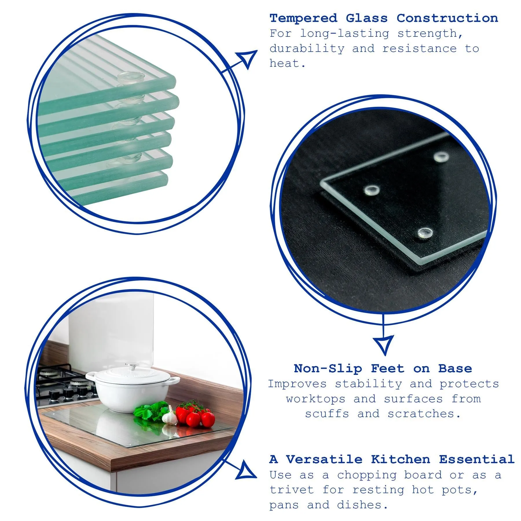 40cm x 30cm Glass Chopping Board - By Harbour Housewares