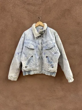 80's Quilted Acid Wash Denim Gitano Bomber - small - as is