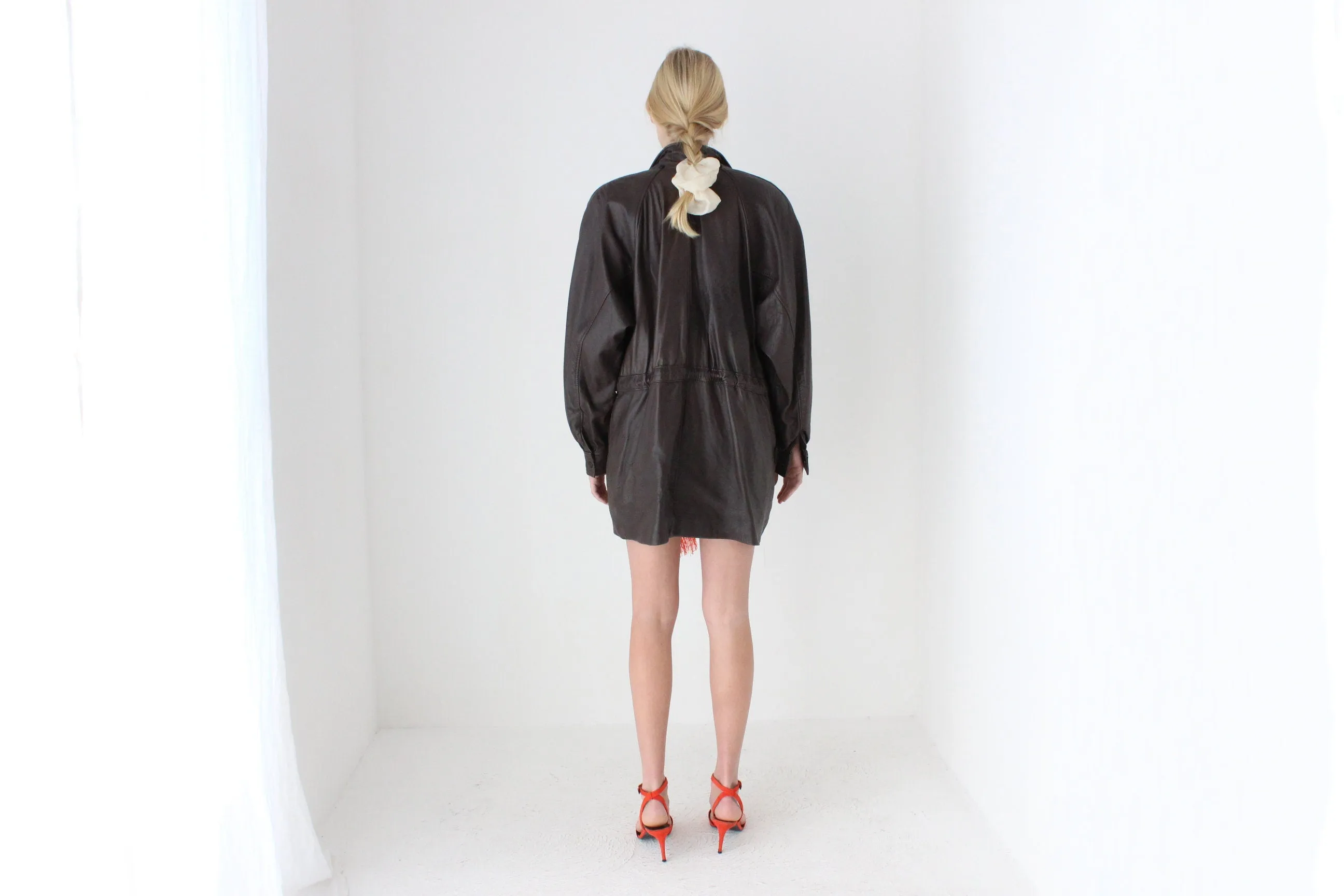 80s Softest Chocolate Leather Unisex Anorak Jacket
