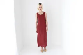90s Italian Linen Sleeveless Column Dress