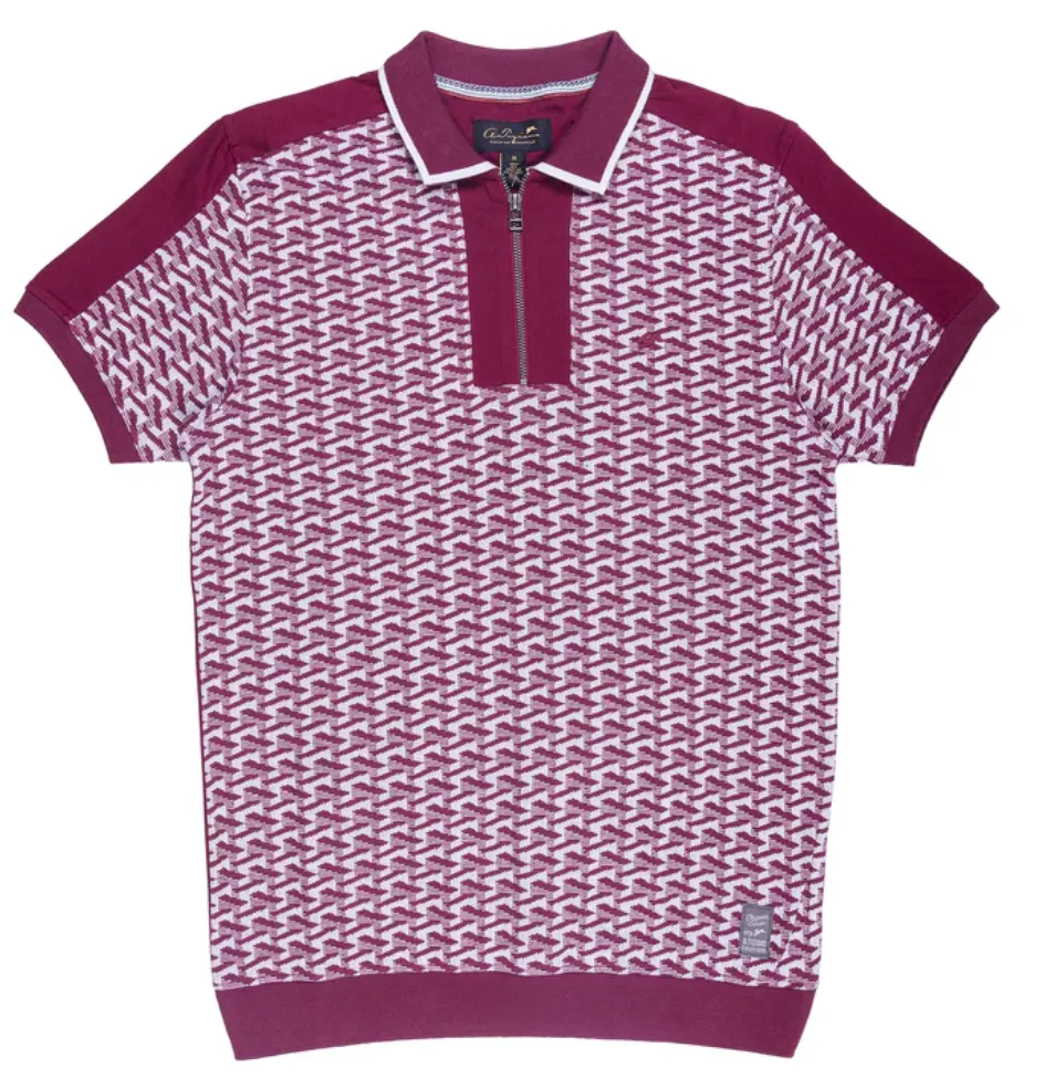 A Tiziano Buddy | Men's Quilted Jacquard Knit Polo (PORT)