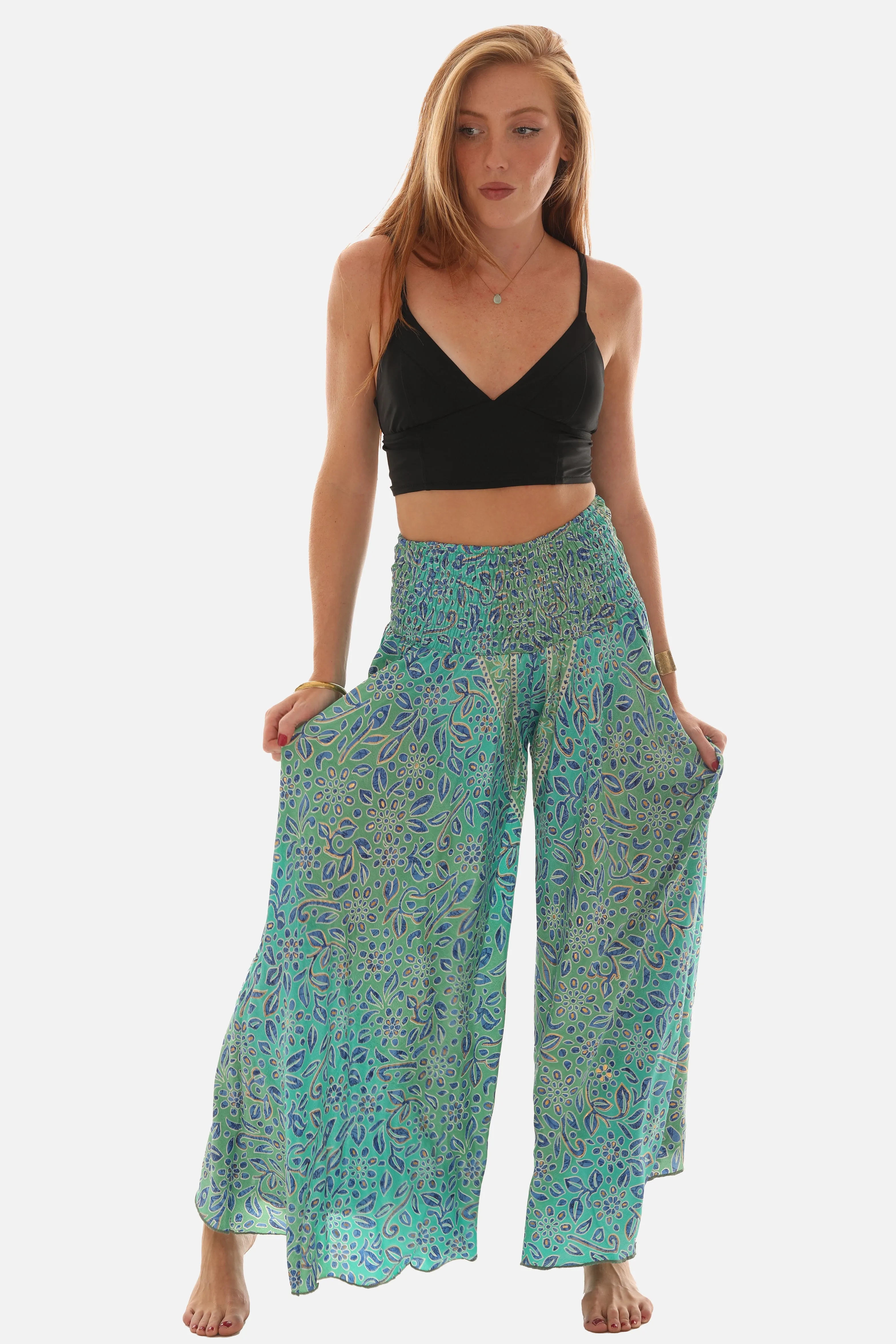 Abstract Print Wide Leg Pants for Women