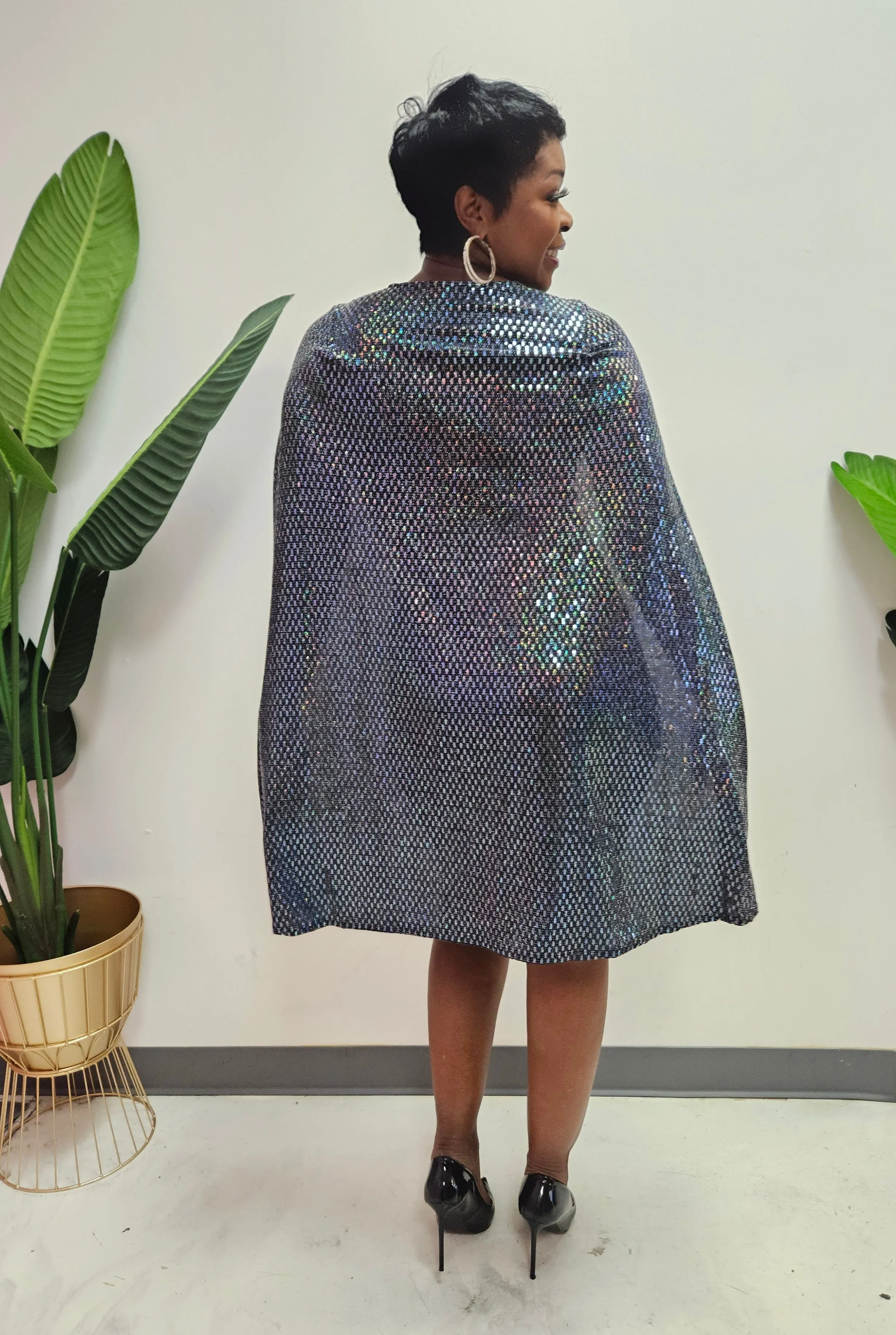 Allison Cape Sequins Dress