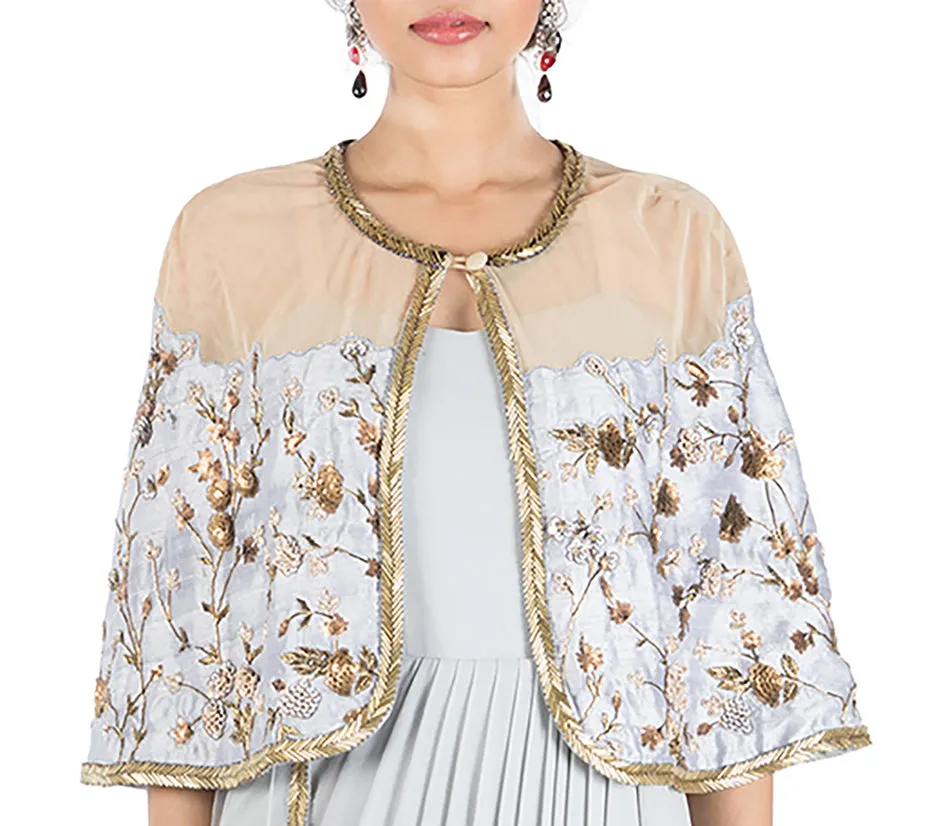 Anushree Agarwal Grey Cape And Drape Dress