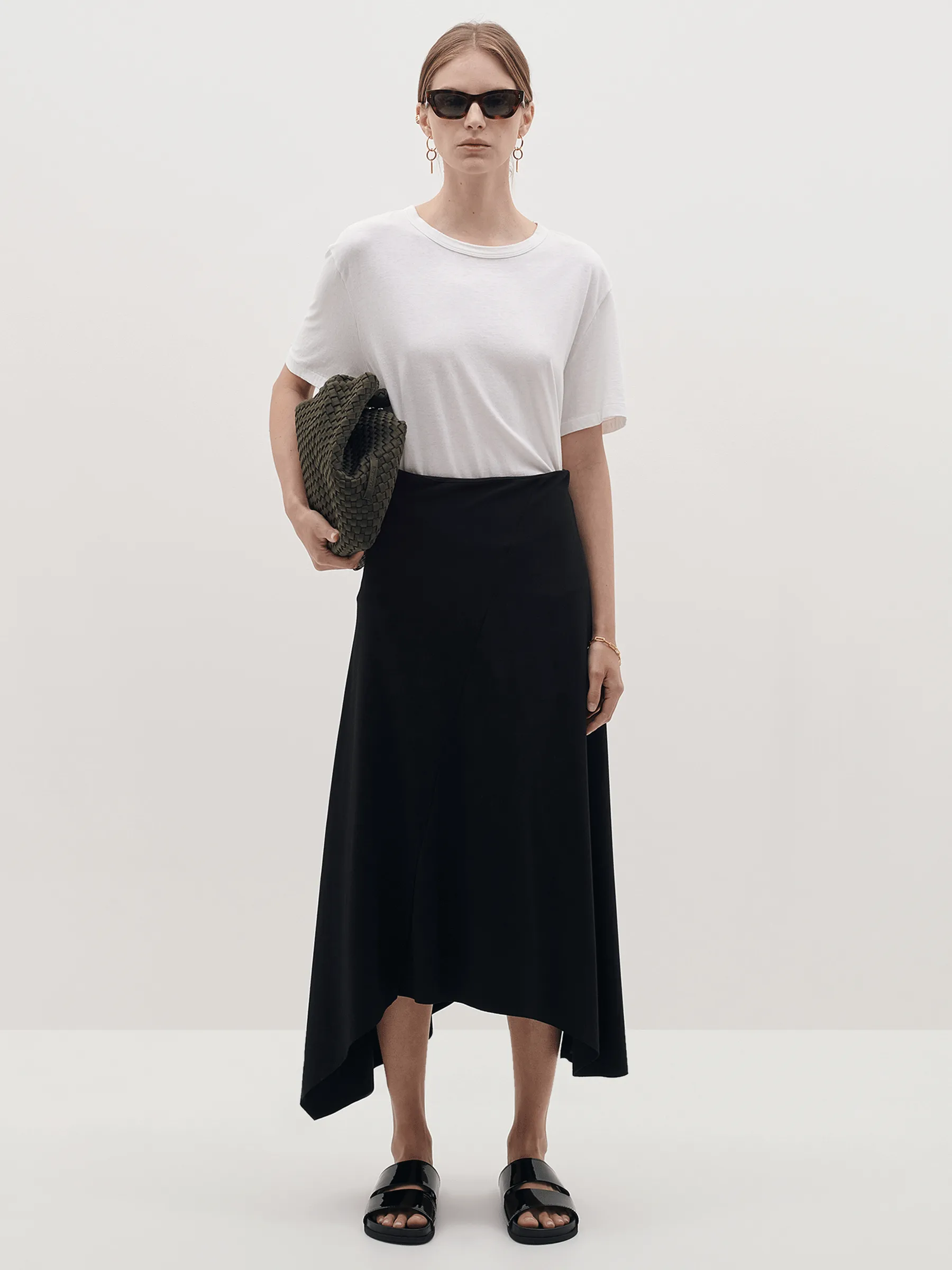 asymmetric viscose jersey skirt