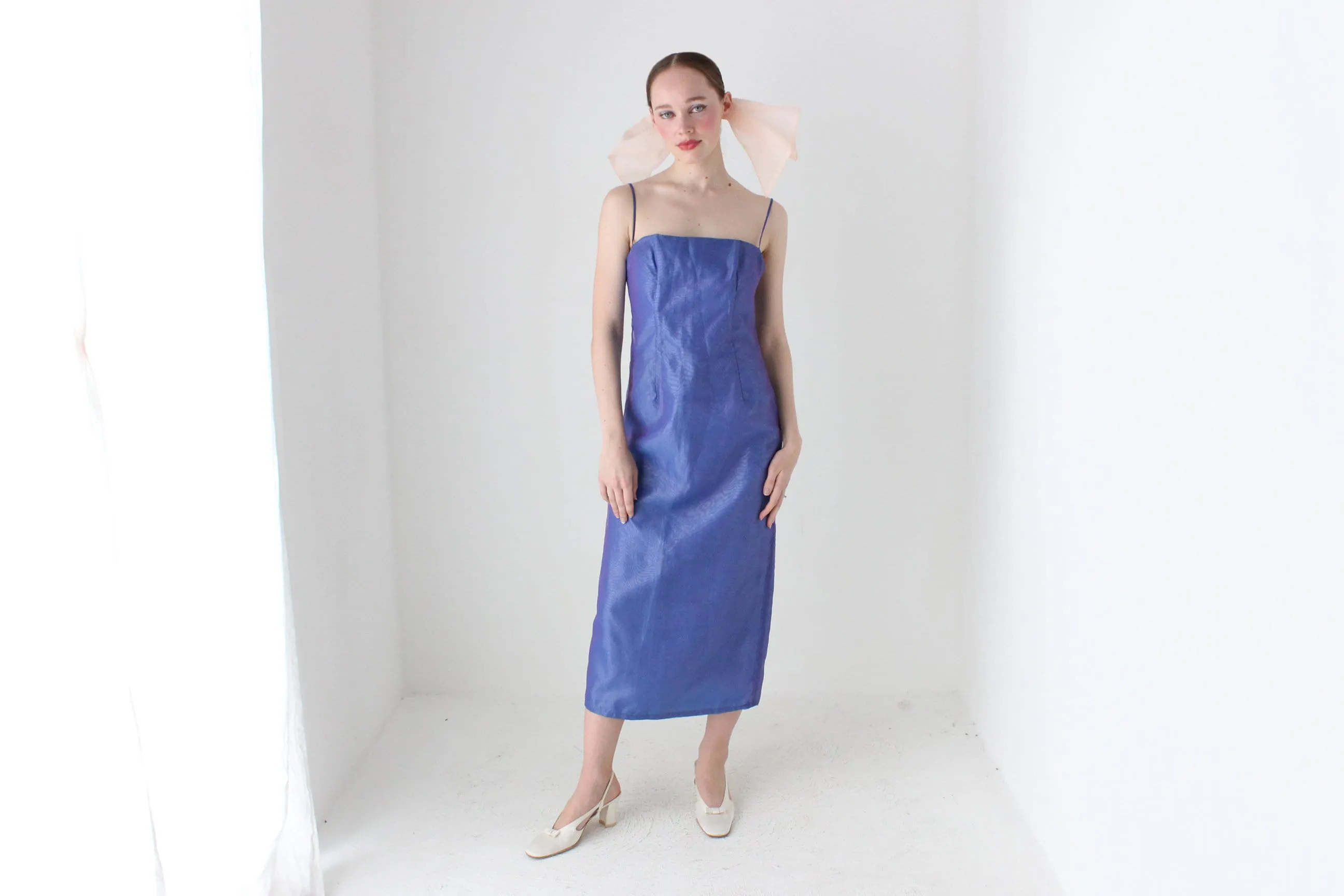 BALLETCORE 90s iridescent Organza Spaghetti Strap Cami Dress