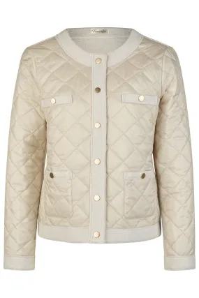 Barbara Lebek Diamond Quilt Front Fleece Jacket Chalk Beige 75100052