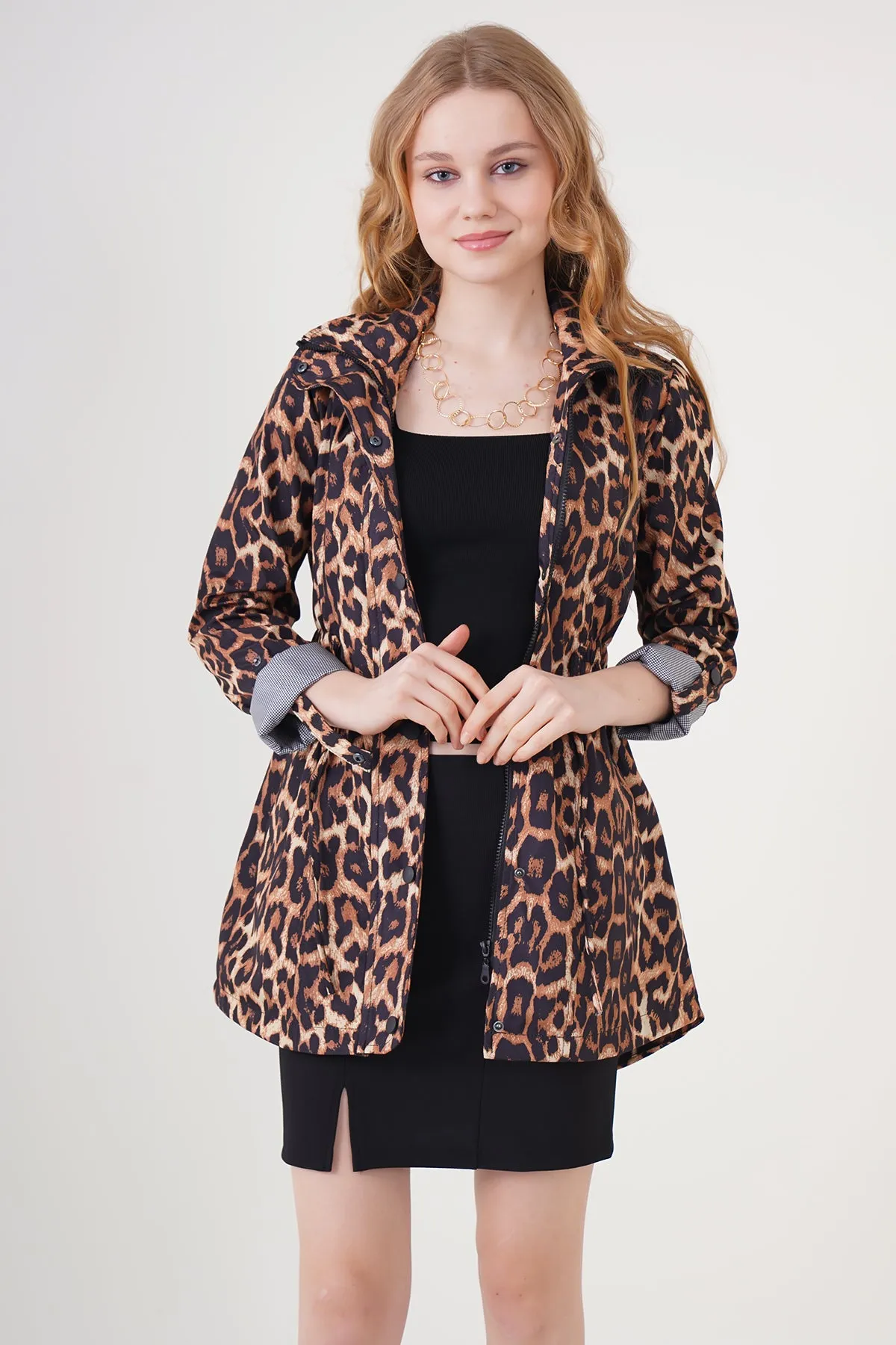 BGD Women Elasticated Waist Trenchcoat - Black - Altrincham