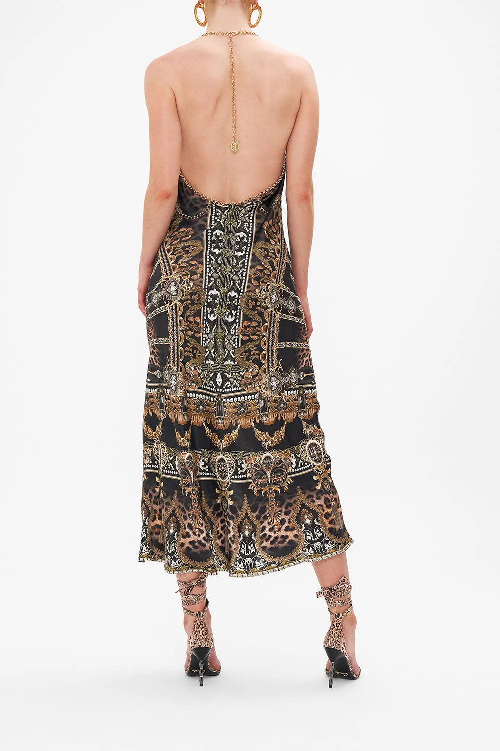 BIAS HALTER DRESS MASKED AT MOONLIGHT