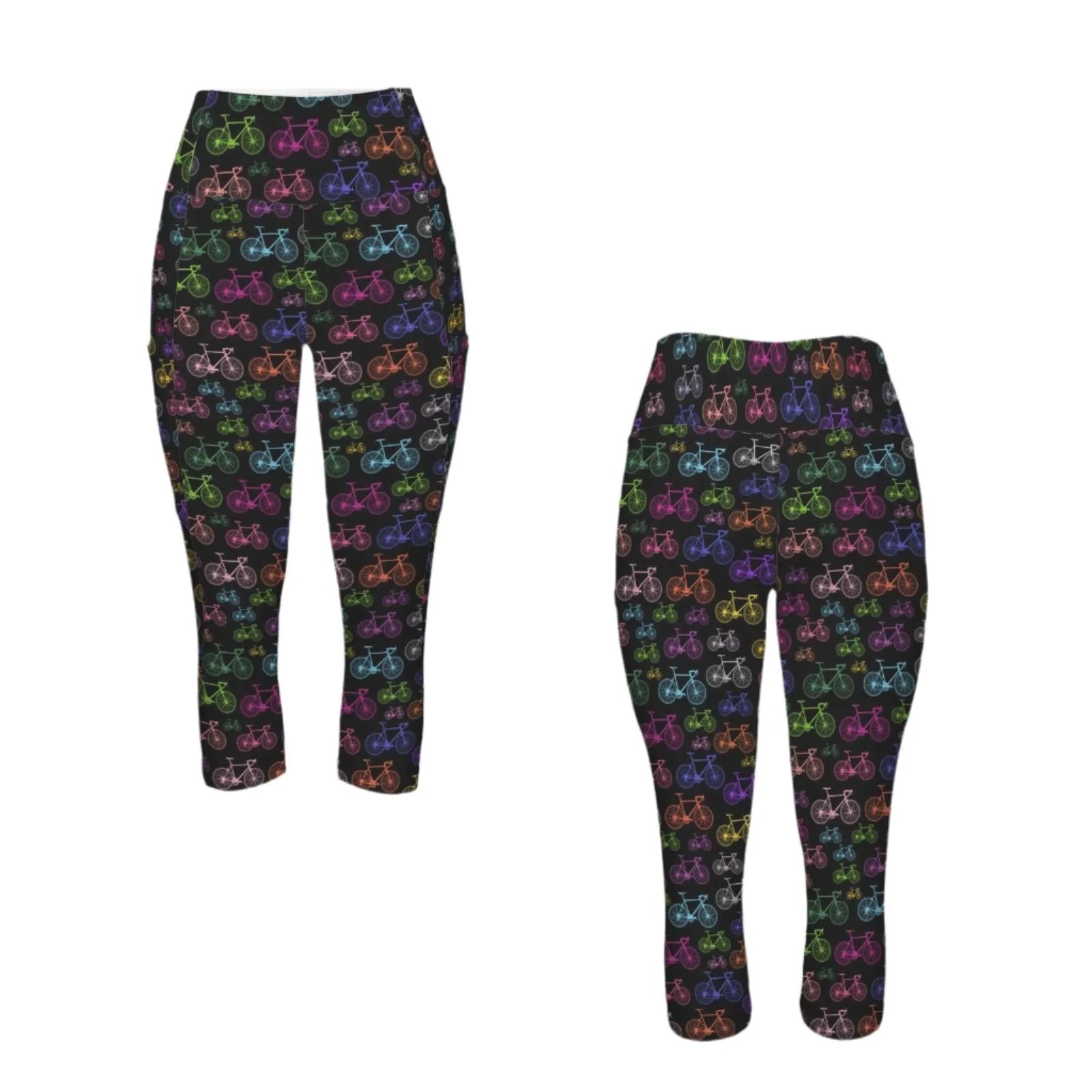 Bicycles Black Capri Leggings with Pockets up to 5 XL (FWS)