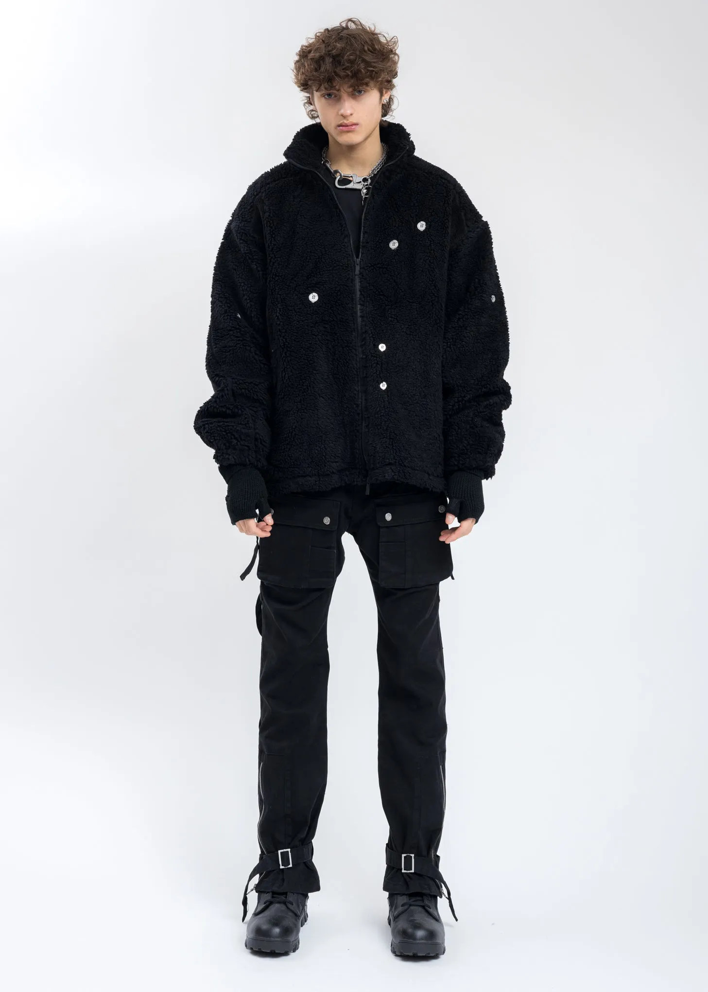 Black Arc Panelled Asteroid Padded Fleece Coat