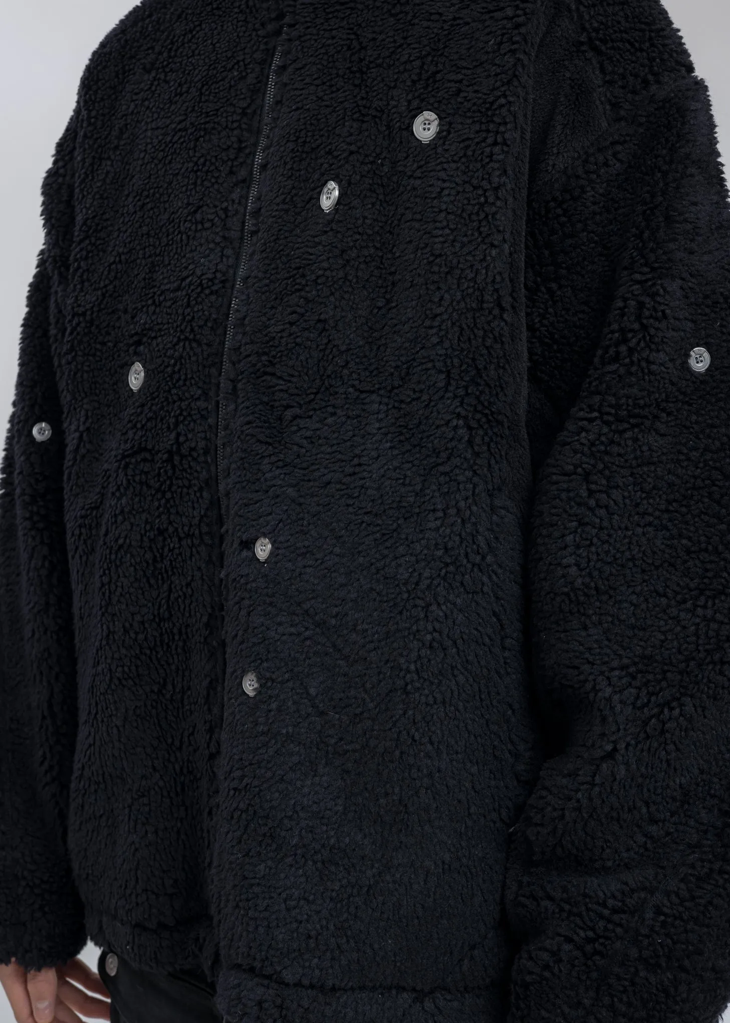 Black Arc Panelled Asteroid Padded Fleece Coat