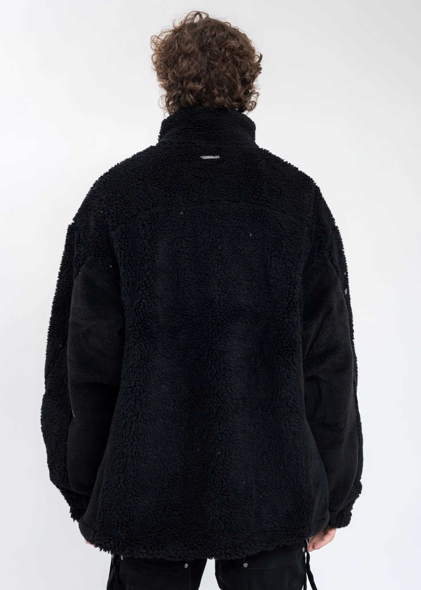 Black Arc Panelled Asteroid Padded Fleece Coat