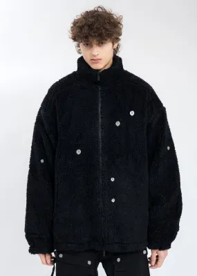 Black Arc Panelled Asteroid Padded Fleece Coat