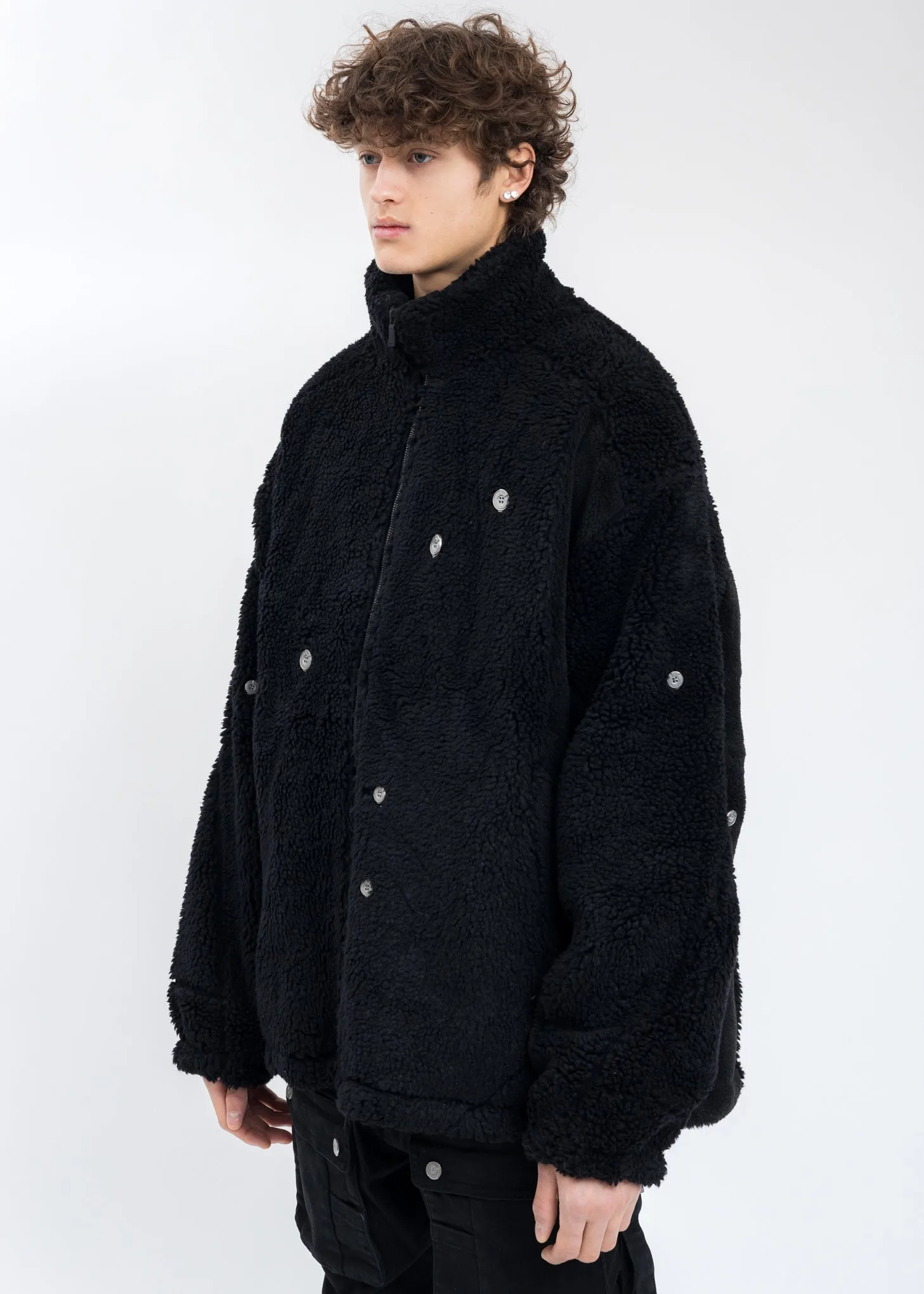 Black Arc Panelled Asteroid Padded Fleece Coat