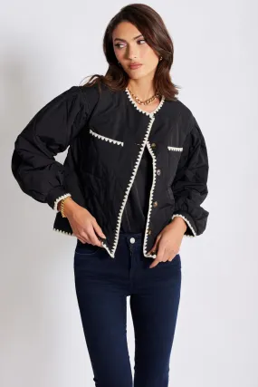 Black Whipstitch Quilted Brooklyn Jacket