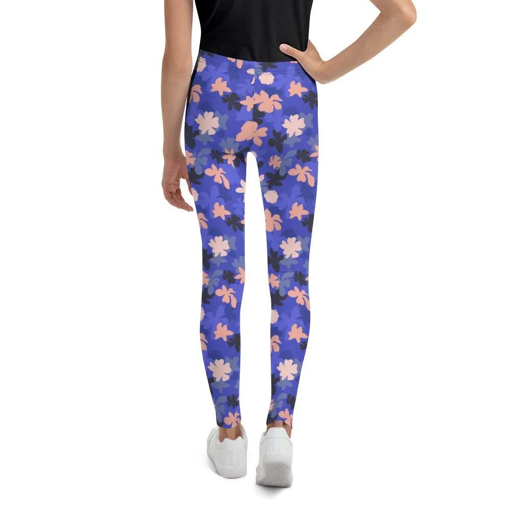 Blue Floral Youth Leggings