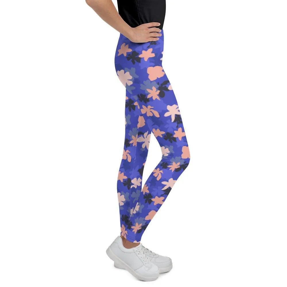 Blue Floral Youth Leggings