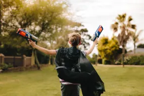 Boy pretending to be superhero