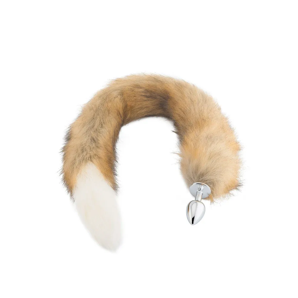 Brown & White Fox Tail Plug 32"