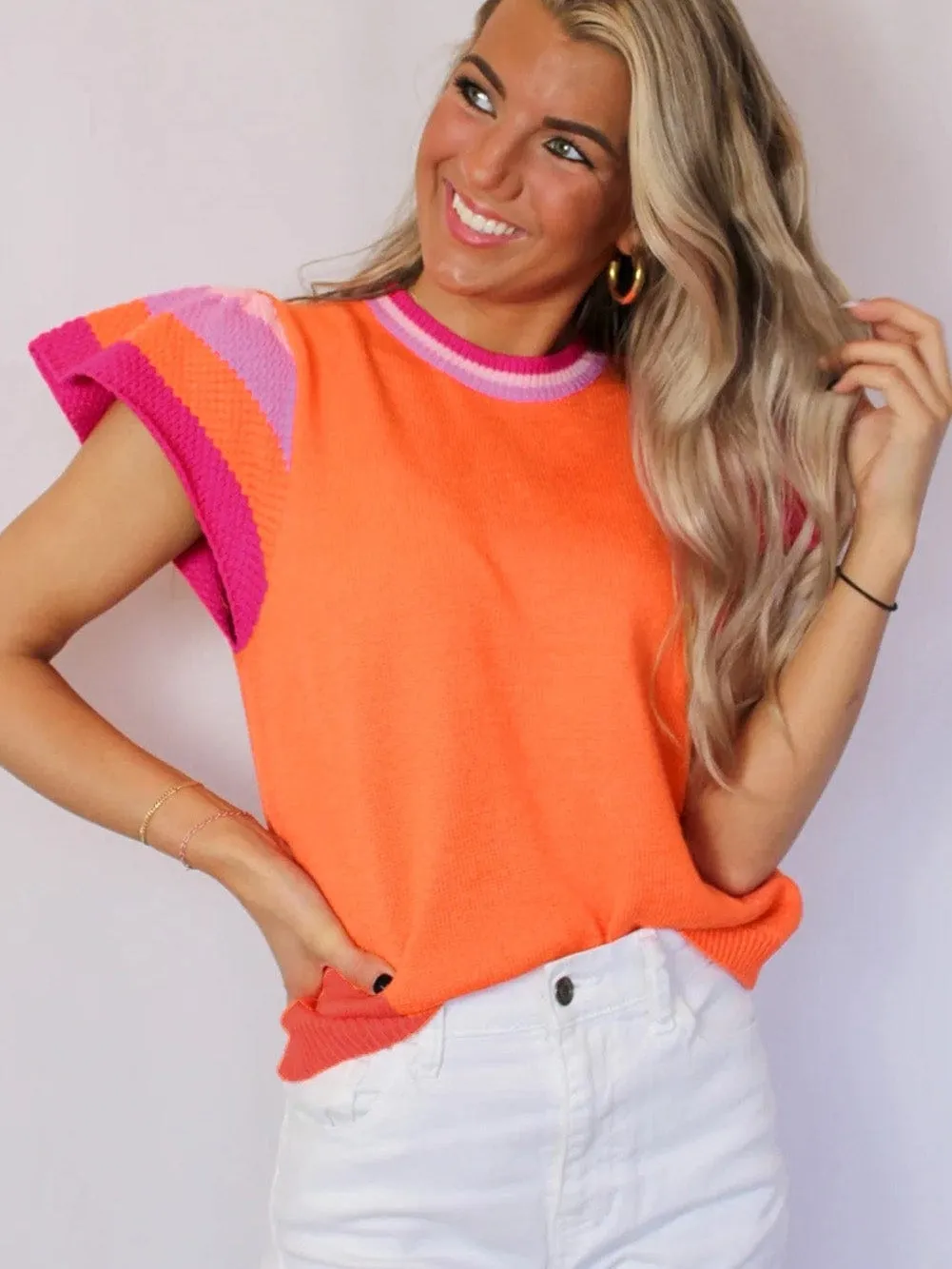 Cap Sleeve Knit Top