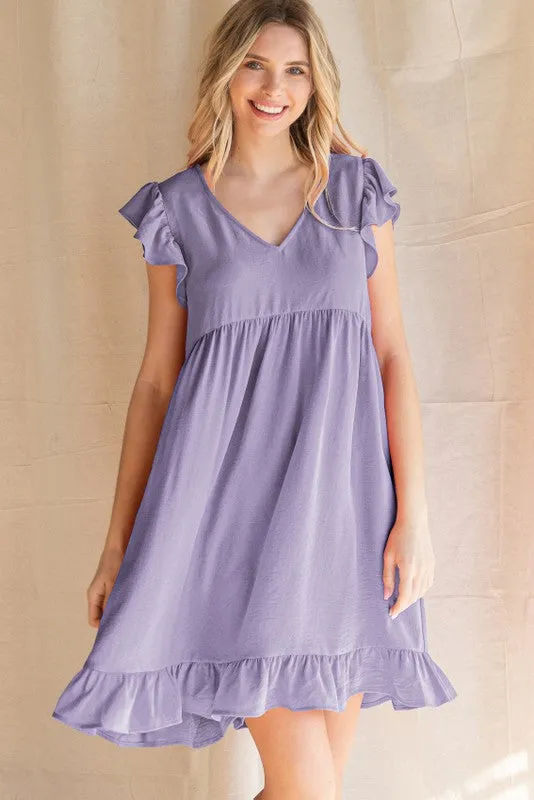 Cap Sleeve Solid Babydoll Dres