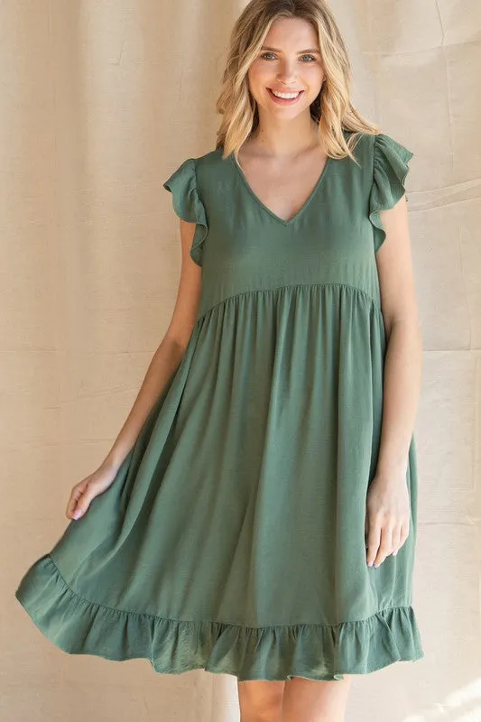 Cap Sleeve Solid Babydoll Dres