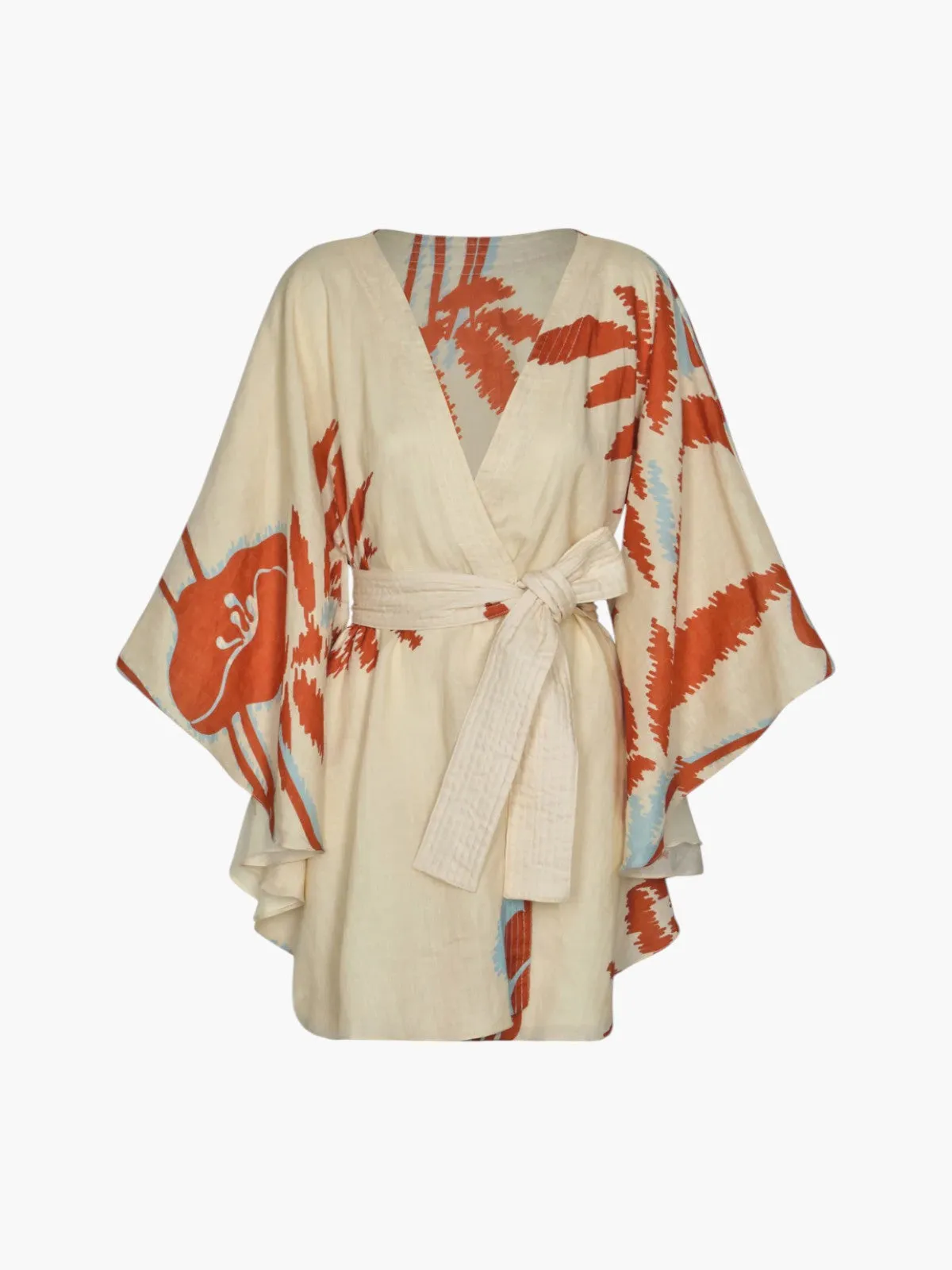 Cavalo Linen Cape | Ecru/Orange Gladiolos