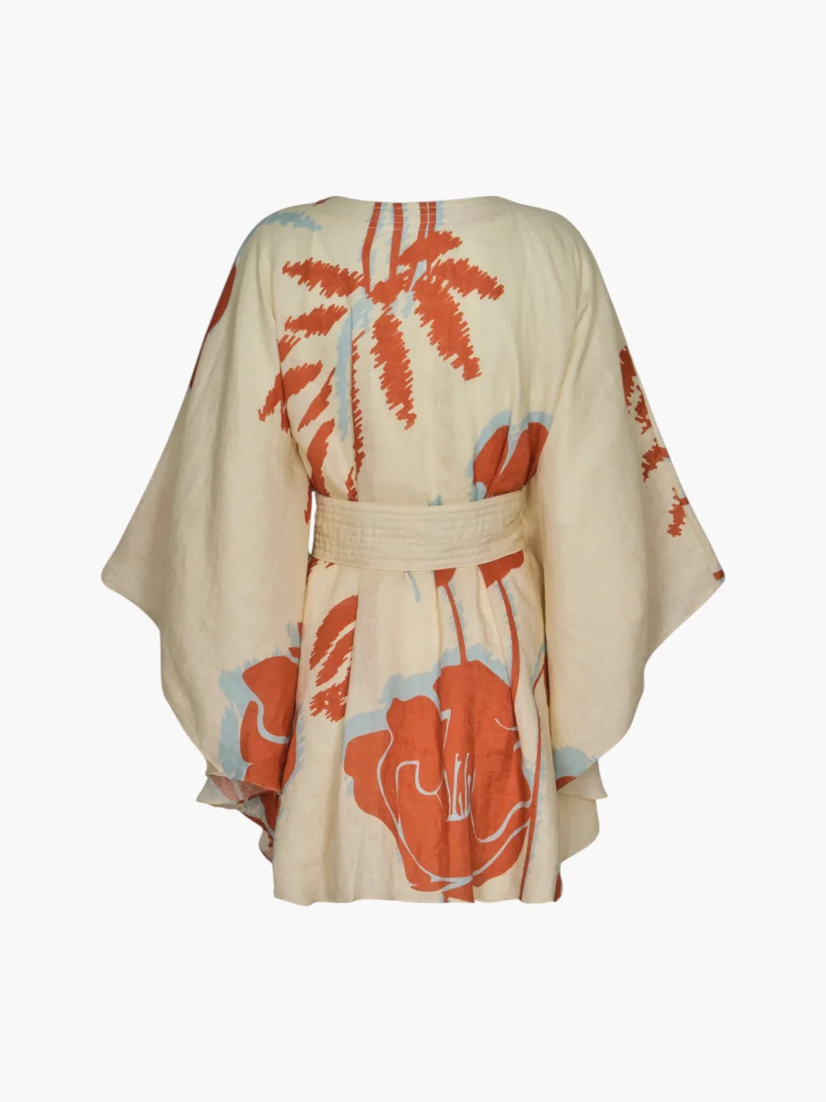 Cavalo Linen Cape | Ecru/Orange Gladiolos