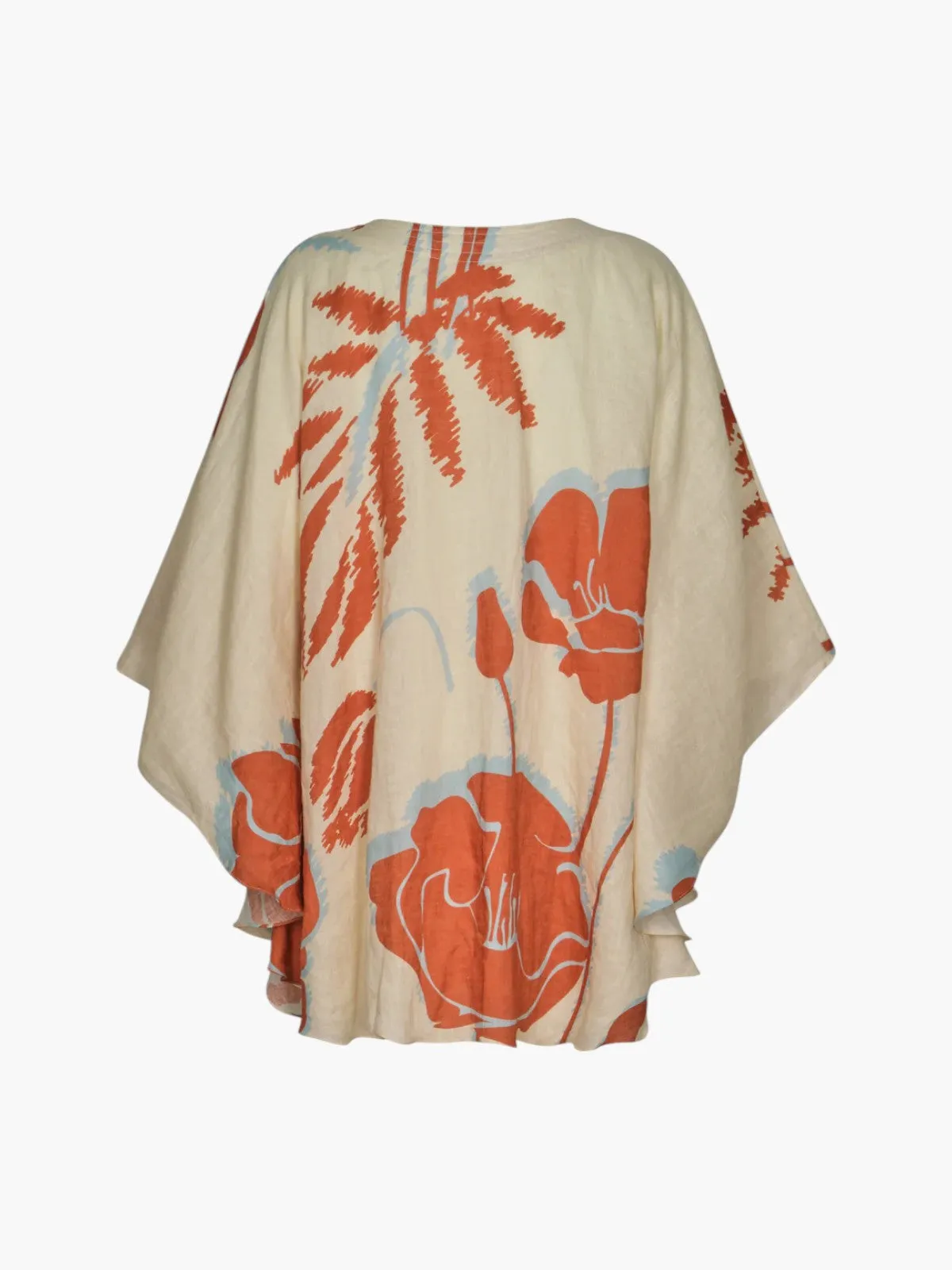 Cavalo Linen Cape | Ecru/Orange Gladiolos
