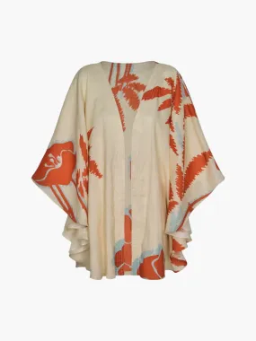 Cavalo Linen Cape | Ecru/Orange Gladiolos