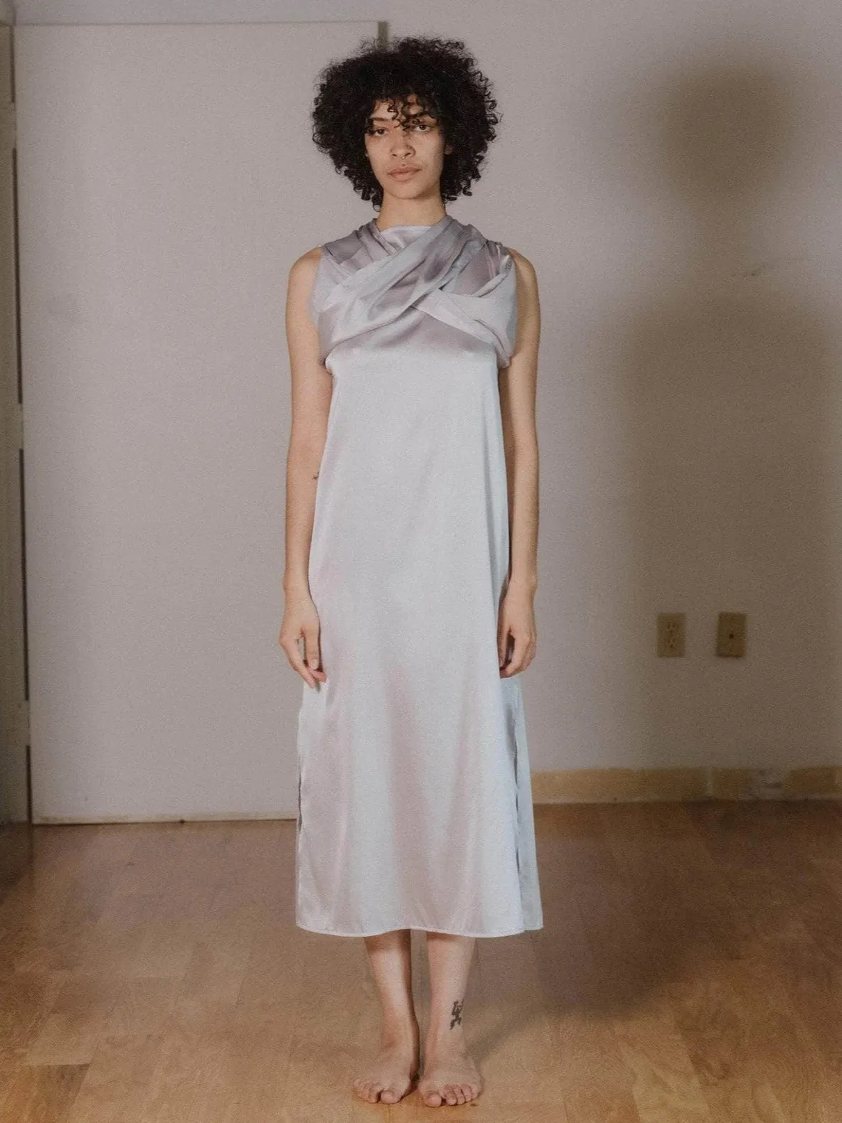 City Long Sleeve Dress in Blue Silver - Baserange