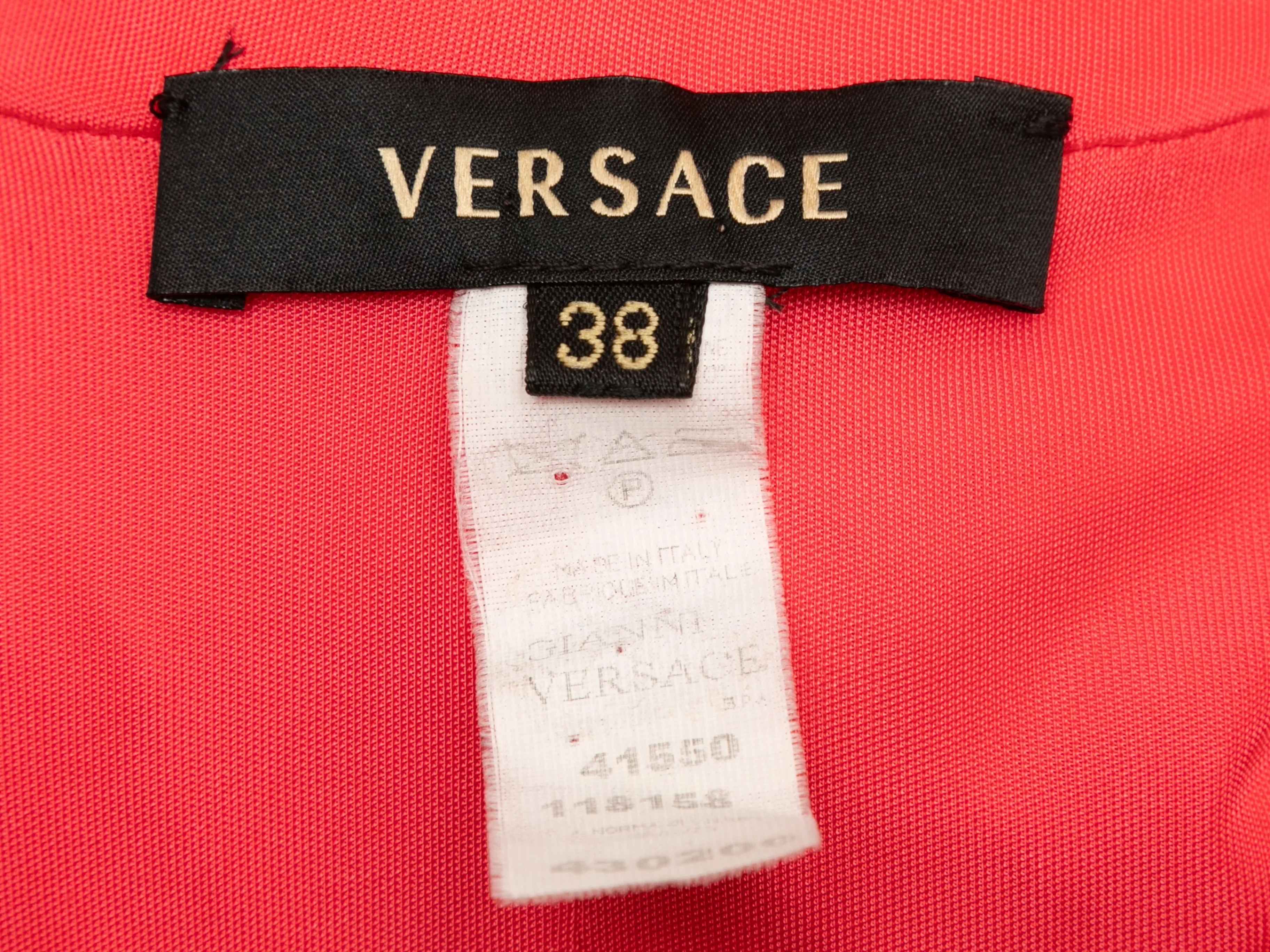 Coral Versace Long Sleeve Wrap Dress Size IT 38
