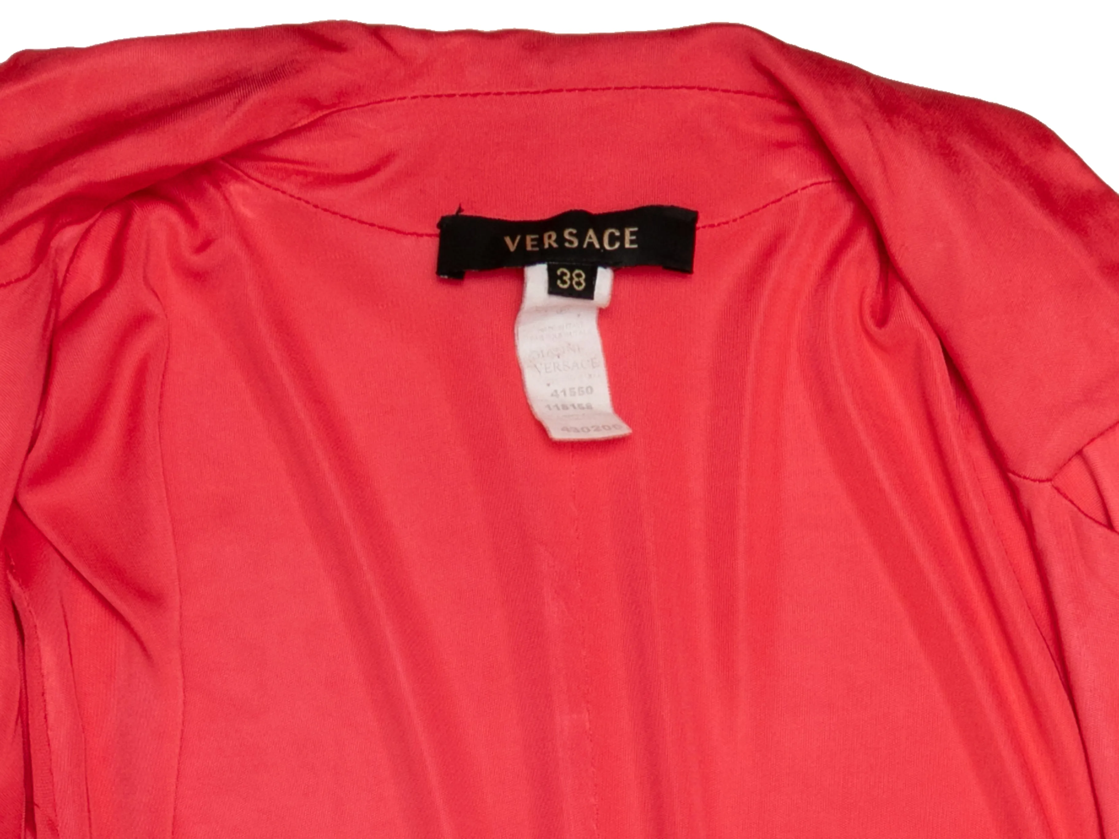 Coral Versace Long Sleeve Wrap Dress Size IT 38