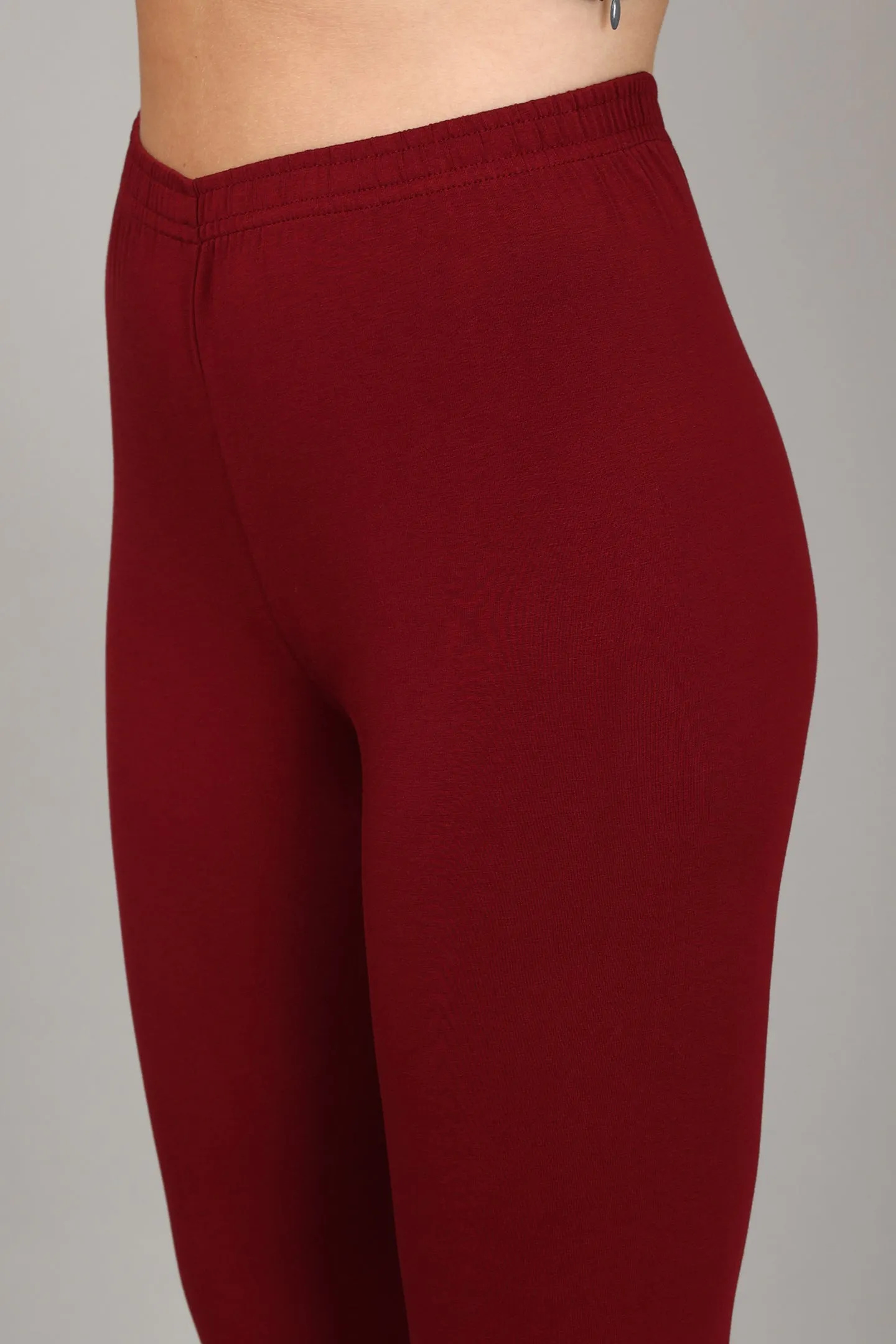 COTTON ANKLE LEGGINGS - MEROON
