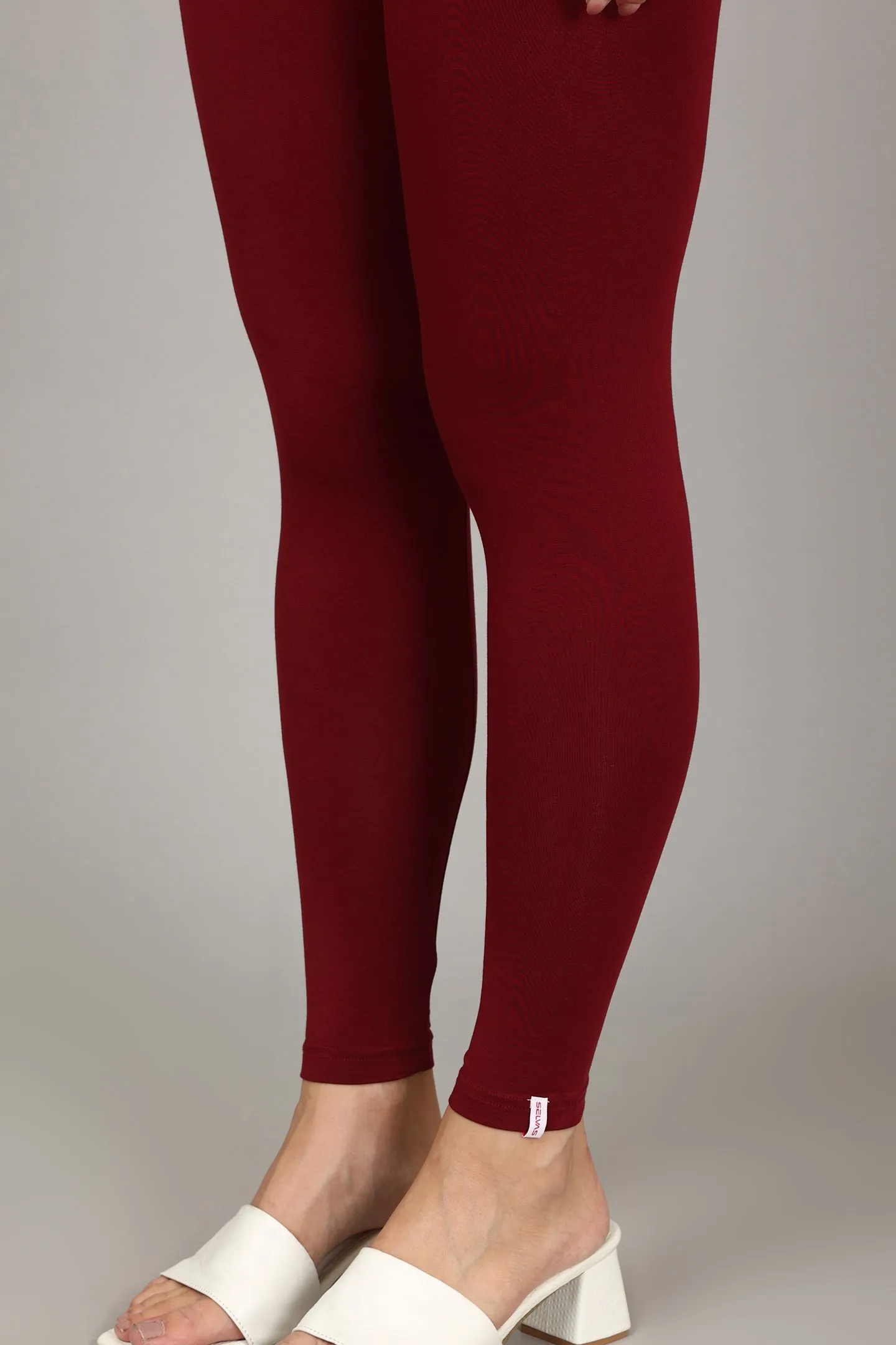 COTTON ANKLE LEGGINGS - MEROON