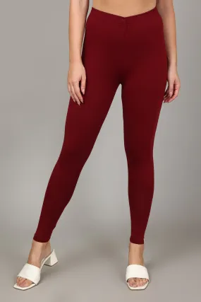COTTON ANKLE LEGGINGS - MEROON