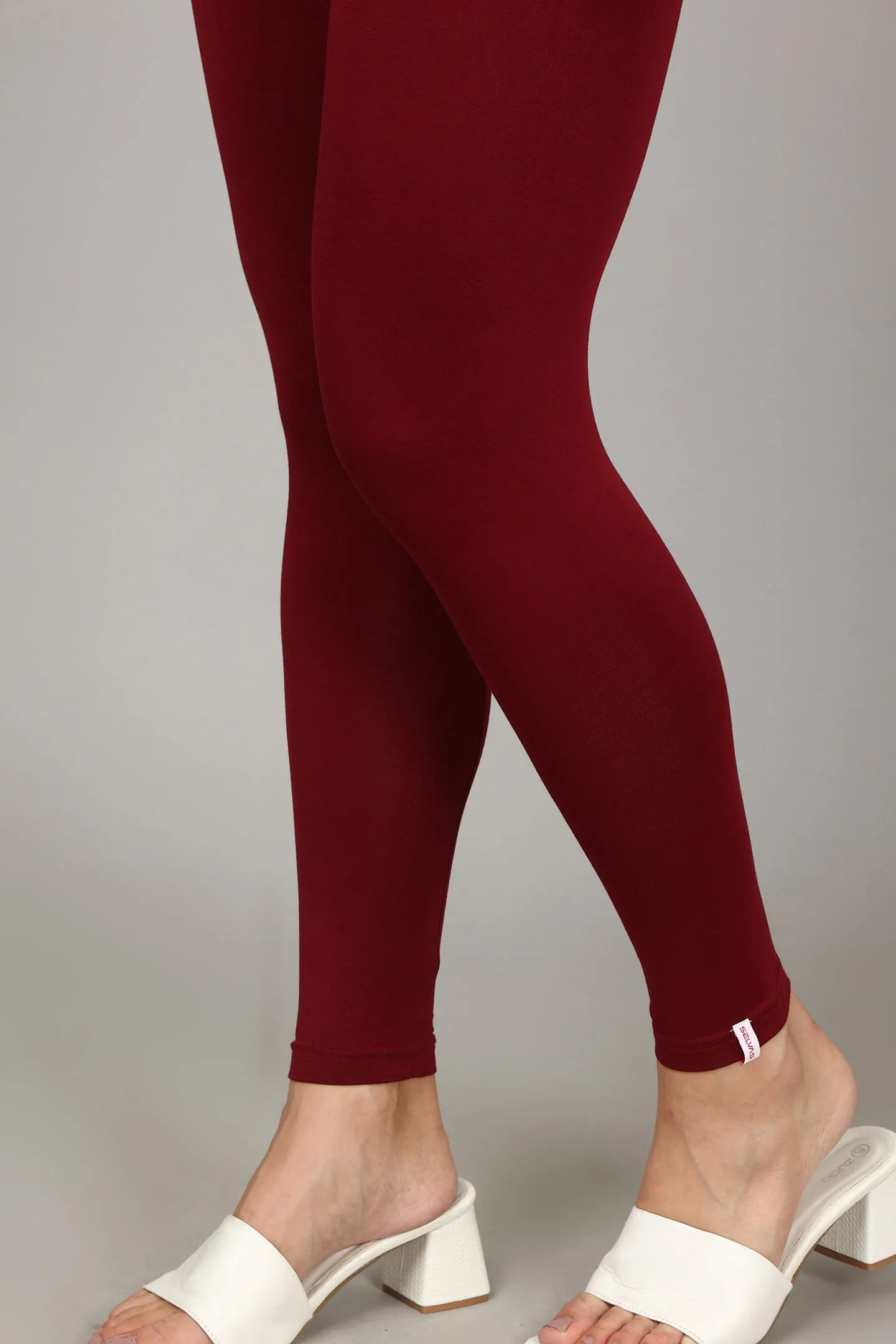 COTTON ANKLE LEGGINGS - MEROON