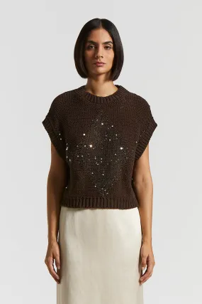 Cotton cordonnet cape with sequins