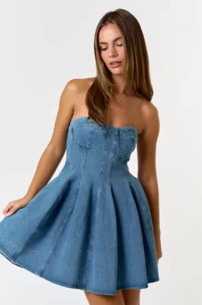 Denim Babydoll Mini Dress